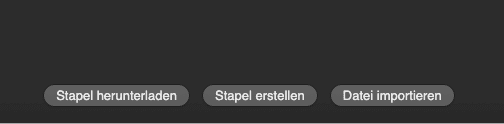 Screenshot der Anki-Startseite mit den Buttons "Stapel herunterladen", "Stapel erstellen" und "Datei importieren", über den man den lernenlernen.com Lückentext importiert.